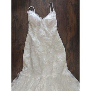 Loyeloy Wedding Dress 4 Tulle Embroidery Flowers Ballgown White & Blush Straps